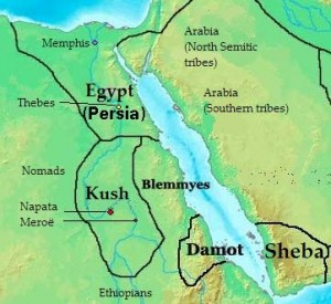 map showing territories of Nile Valley Kingdoms