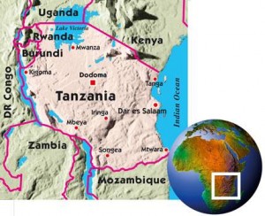 map showing Tanzania