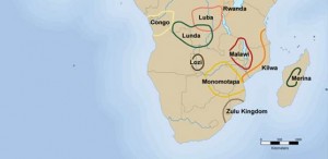 Map of south Africa showing territory of kingdoms