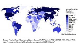 Global Wealth map showing Africa the poorest continent in the world.  